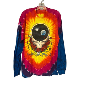 Vintage Grateful Dead Space Your Face Longsleeve T-Shirt Size XL liquid blue